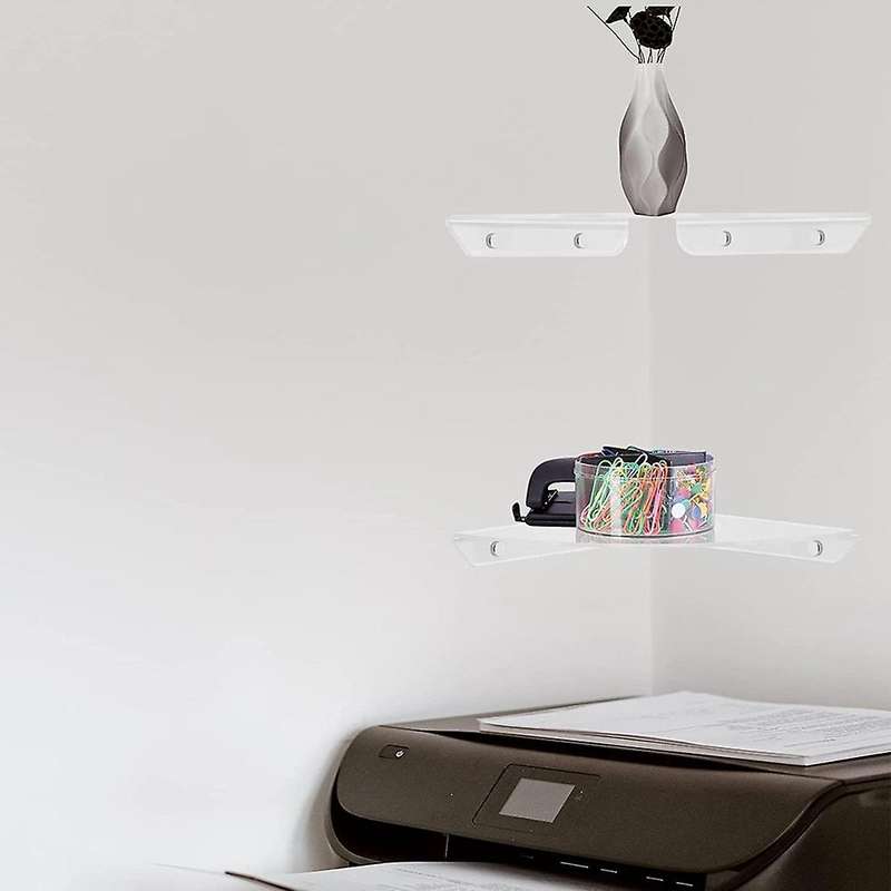 2pcs Acrylic Corner Shelf Floating Wall Storage Display Holder,clear