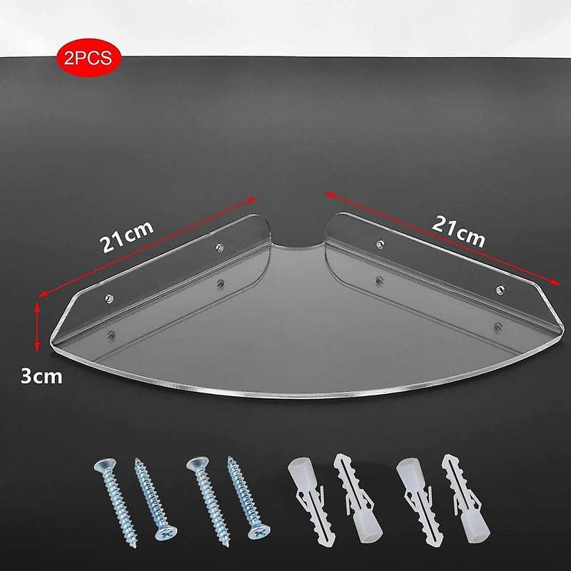 2pcs Acrylic Corner Shelf Floating Wall Storage Display Holder,clear