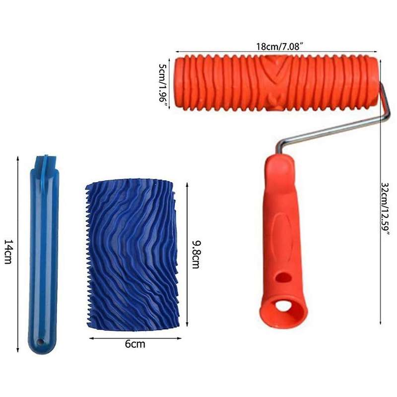 3pc Wood Graining Painting Tool Set for Wall Decoration 7 Inch Roller
