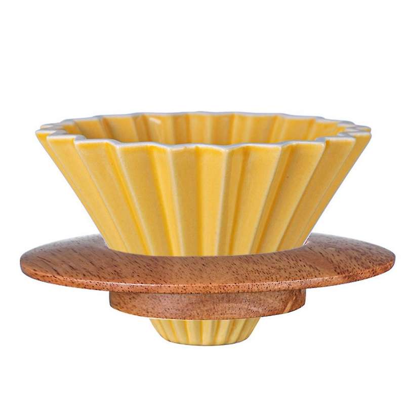 Ceramic Pour Over Coffee Maker with Stand V60 Funnel Dripper, Yellow