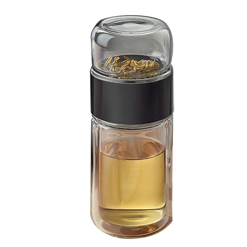Tea Water Bottle High Borosilicate Glass Double Wall Tea Water(black)