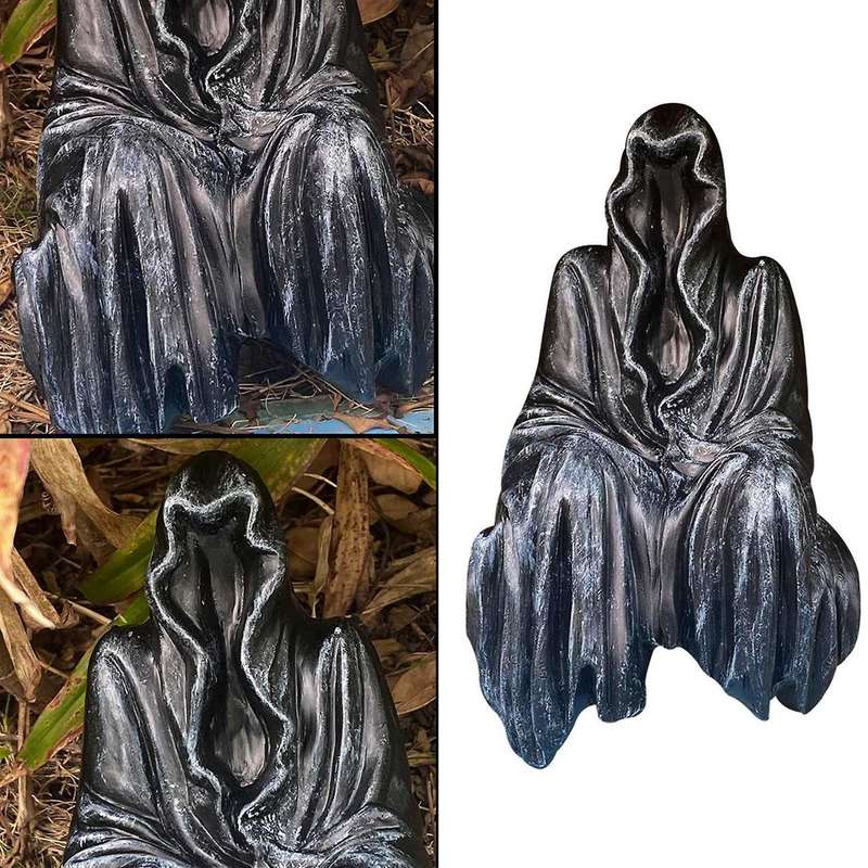 Reaper Sitting Statue Resin Black Desktop Ornament Gothic Sculpture