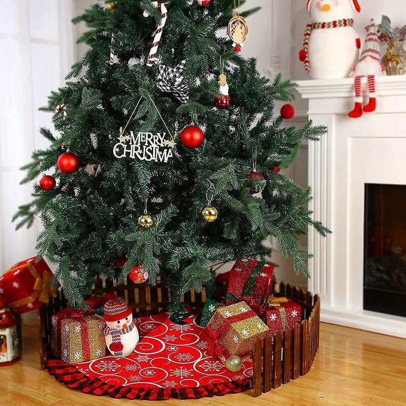 Sublimation Christmas Tree Skirt 45 Inch Black White Plaid