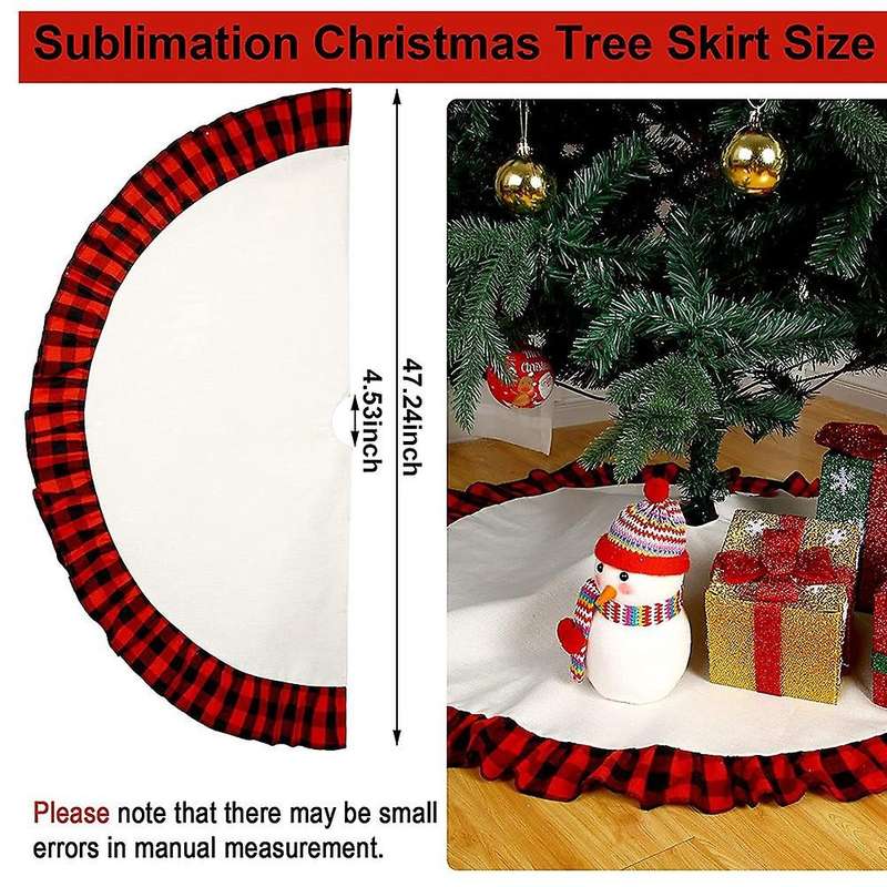 Sublimation Christmas Tree Skirt 45 Inch Black White Plaid