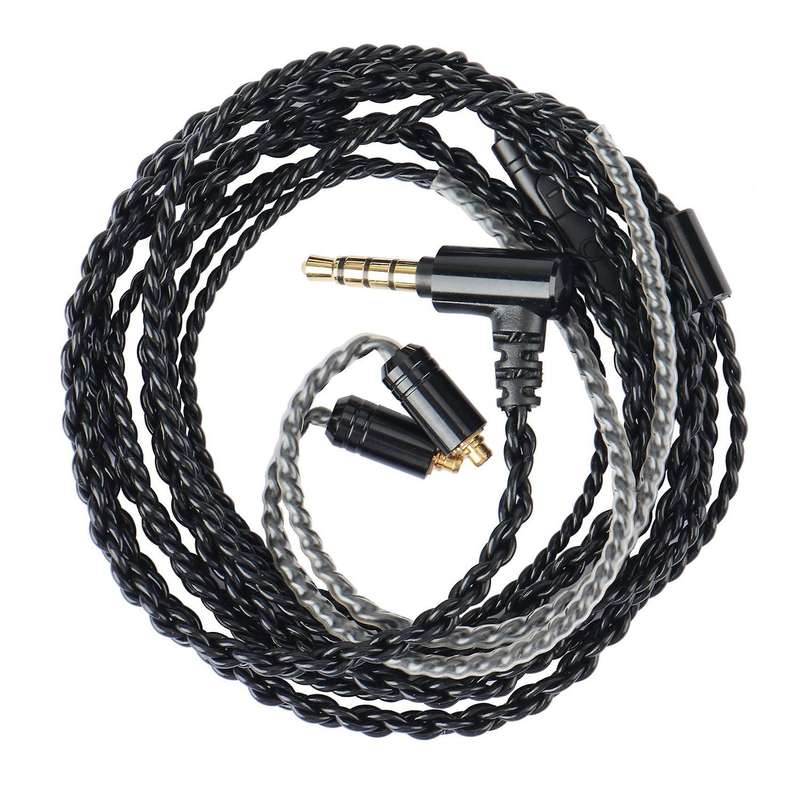 3.5mm Headphone Upgrade Cable with Mic Silver Plated Wire Headset