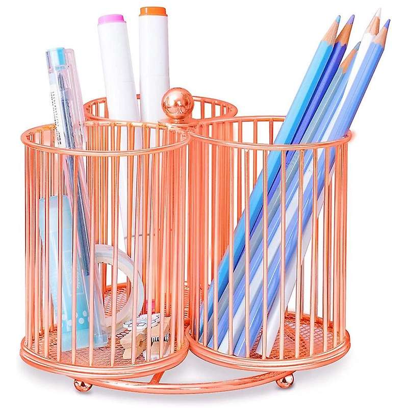 Rose Gold Rotating 3 Parts Marker Pen Holder for Art Supplies Office