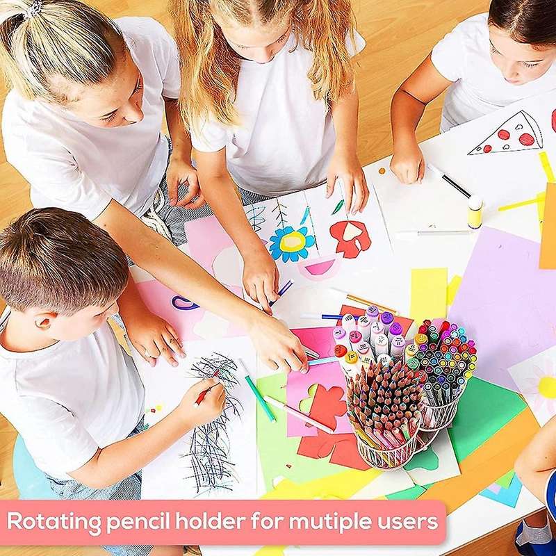 Rose Gold Rotating 3 Parts Marker Pen Holder for Art Supplies Office