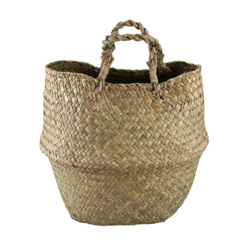 Woven Seagrass Basket, Woven Seagrass Tote Belly Basket for Storage