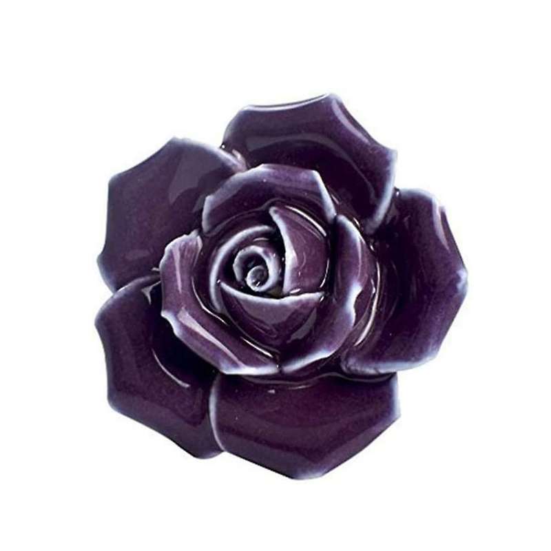 8pcs Rose Door Knobs Cabinet Handles Pull for Home Kitchen (purple)