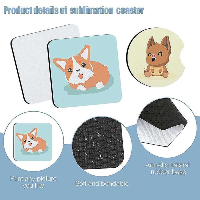Sublimation Blank Coasters Heat Transfer Rubber for Diy Crafts