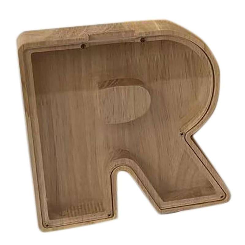 Wooden Piggy Bank Personalized Letters Coin Bank Wooden Money Box - R