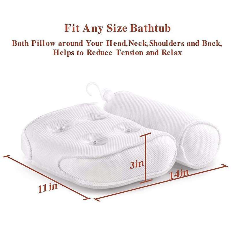 Spa Non-slip Bath Pillow Cushioned Bath Tub Pillow with Suction Cups