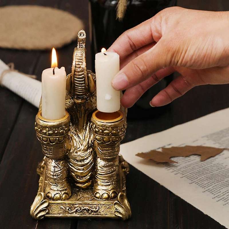 Candle Holder Elephant Golden Wedding Home Bar Christmas Decoration