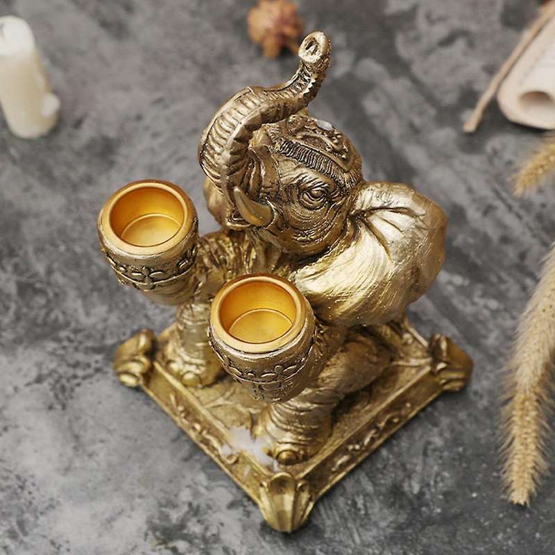 Candle Holder Elephant Golden Wedding Home Bar Christmas Decoration