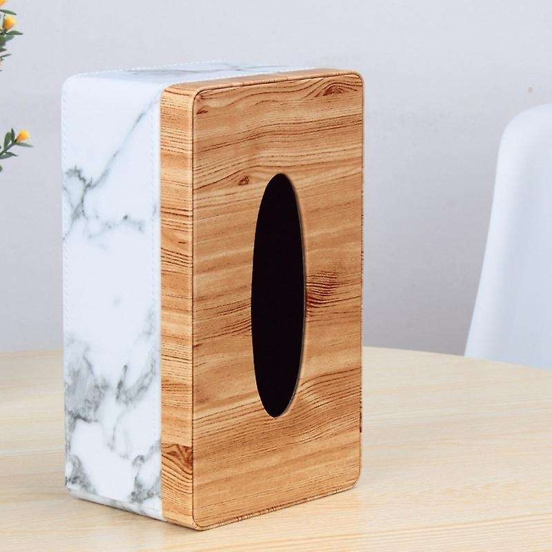 Pu Facial Grain Tissue Box Cover Holder Paper Dispenser Container