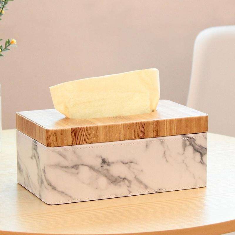 Pu Facial Grain Tissue Box Cover Holder Paper Dispenser Container