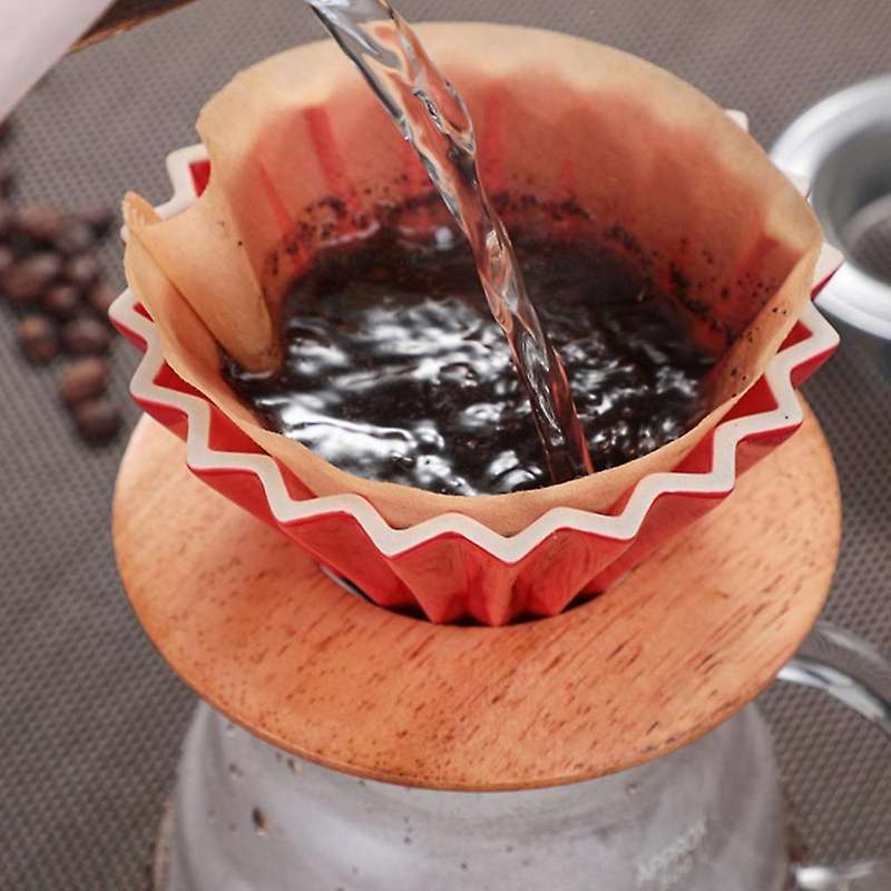 Ceramic Pour Over Coffee Maker with Stand V60 Funnel Dripper, Red