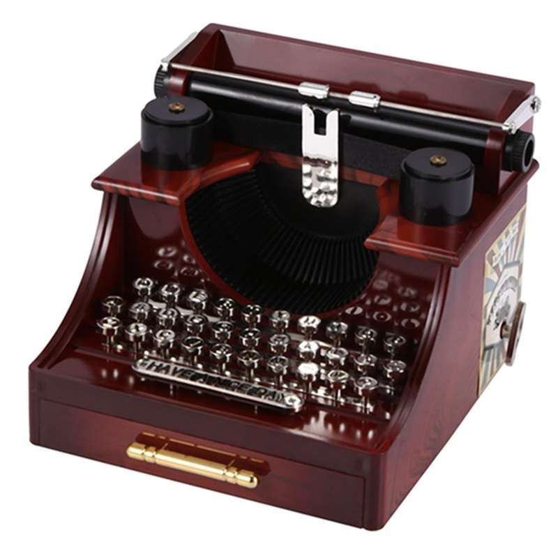 Retro Typewriter Music Box for Home Room Office Decoration Kids