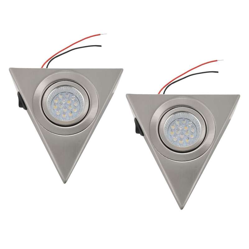 2pc Cabinet Triangle Led Light Stainless Steel Downlight Warm White