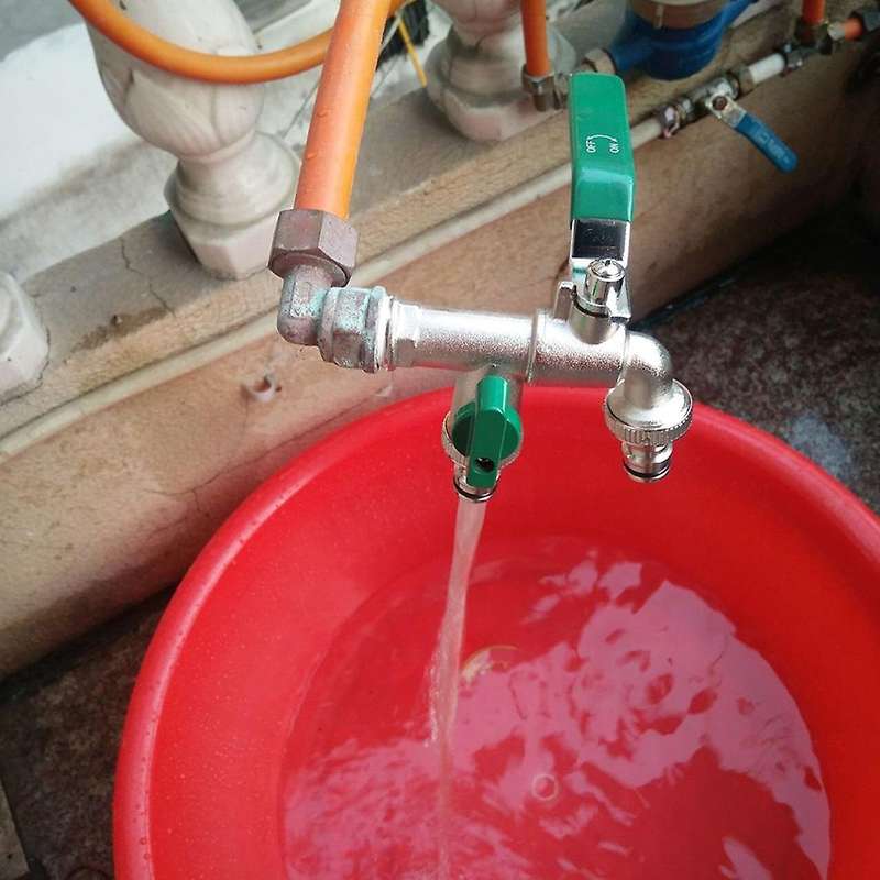 Double Outlet Garden Outdoor Tap Valve Faucet 1/2 Inch / 3/4 Inch B