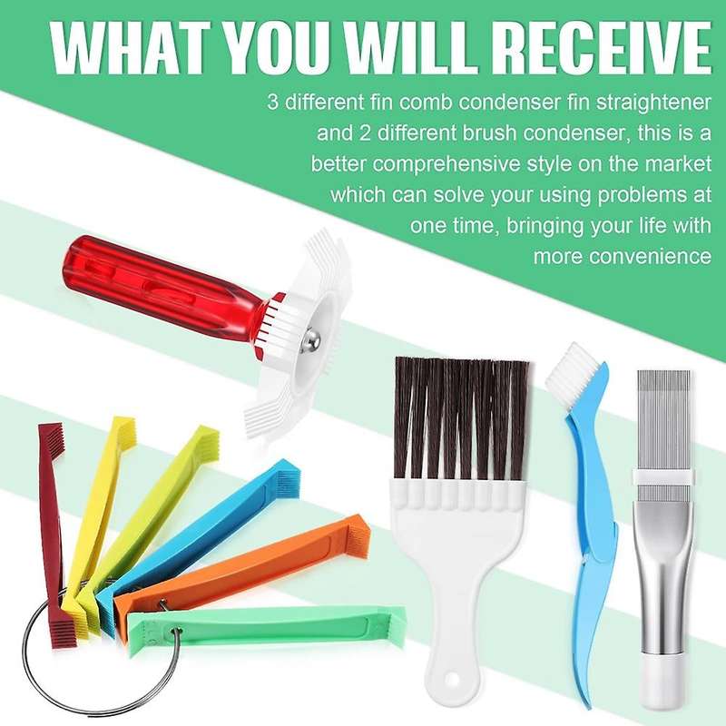 5pcs Air Conditioner Fin Cleaner Set , Straightener & Brush Condenser