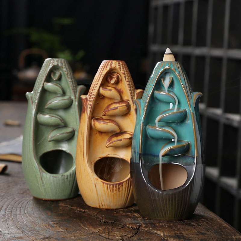 Waterfall Incense Holder Ornament Backflow Censer Holder for Home A