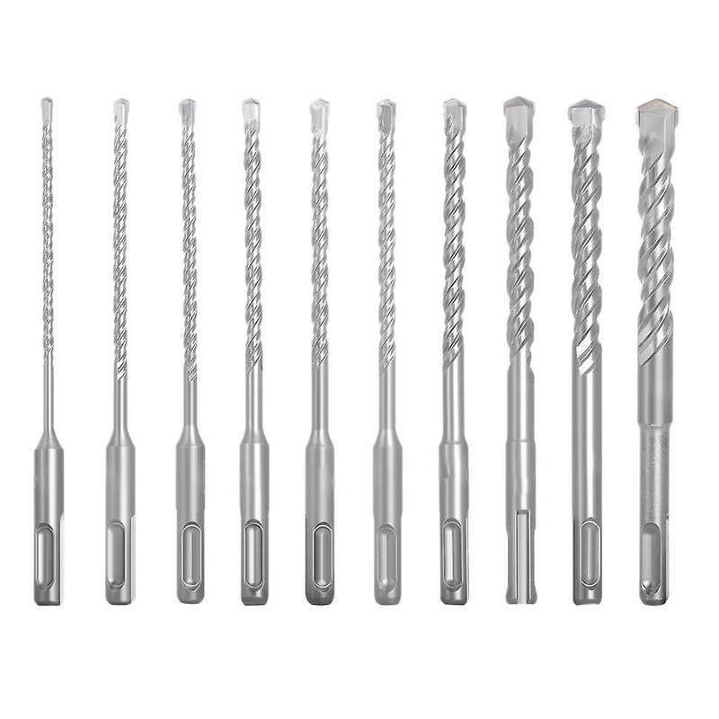 10 Pcs Sds Plus Drill Bit Set 160mm for Concrete Wall Brick Block
