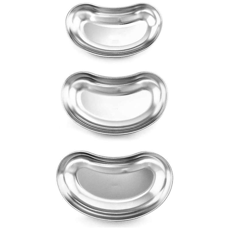 3 Pcs ( 200mm + 210mm + 225mm) 304 Stainless Steel Kidney Trays
