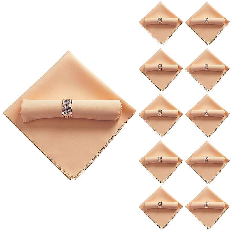 10pcs 48x48cm Polyester Cloth Napkins for Restaurant, Champagne Color