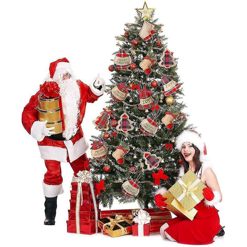16 Pcs Burlap Christmas Tree Ornaments Christmas Party Decoration