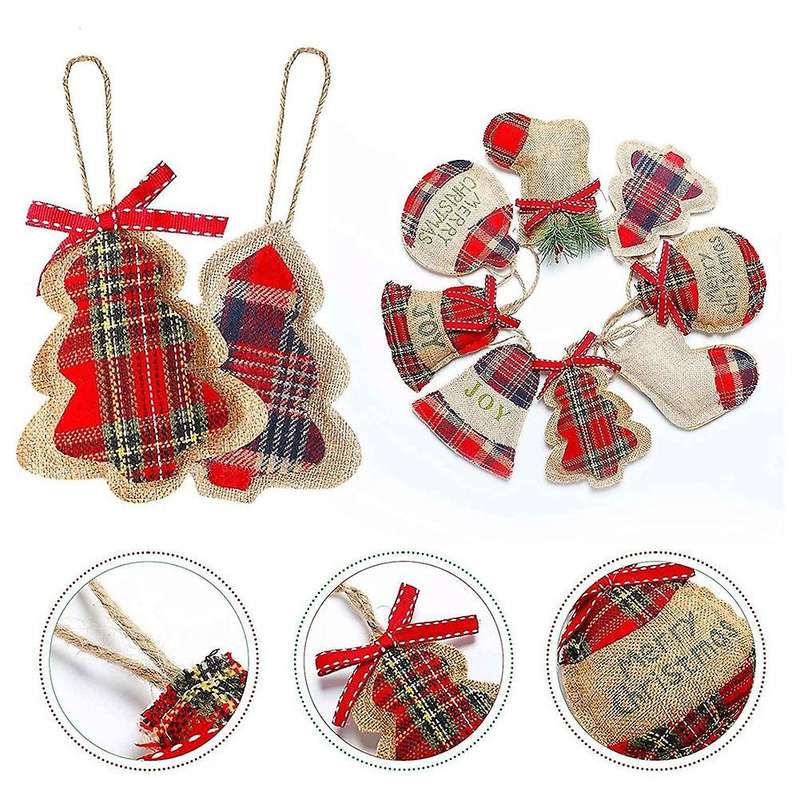 16 Pcs Burlap Christmas Tree Ornaments Christmas Party Decoration
