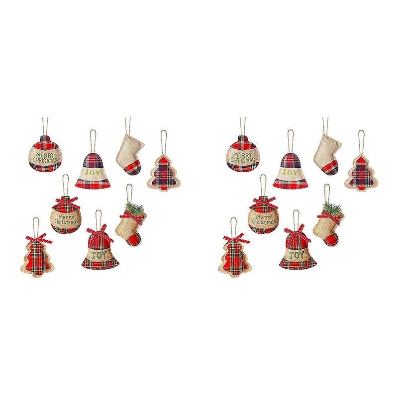 16 Pcs Burlap Christmas Tree Ornaments Christmas Party Decoration
