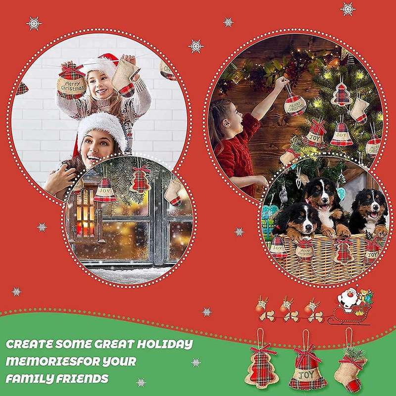 16 Pcs Burlap Christmas Tree Ornaments Christmas Party Decoration