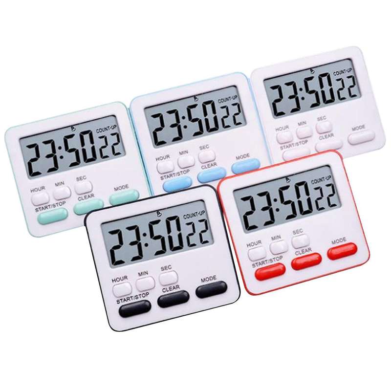 Kitchen Timer,egg Timer with Clock, Lcd Loud Alarm for Baking, Sports