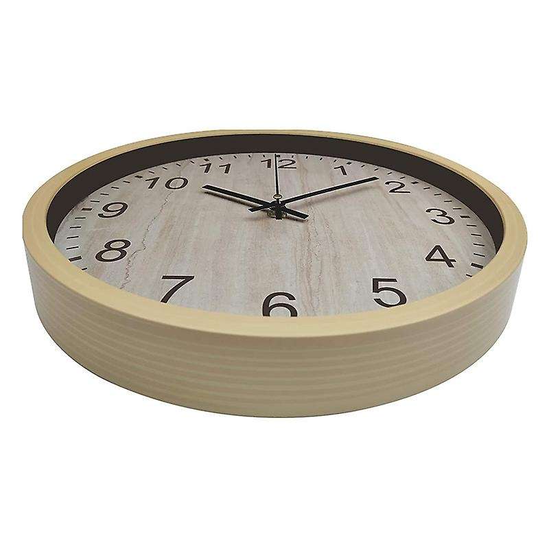 Modern Non Ticking Wall Clock,silent Round Quartz Wood Grain Wall