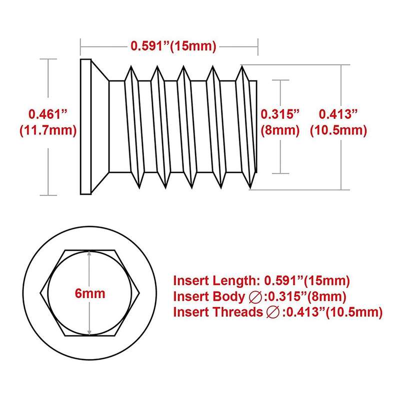 100pcs M6 X 15mm Furniture Screw In Nut Threaded
