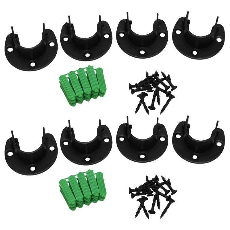 8 Packs Stainless Steel Closet Pole Sockets with Screws (u-shaped)
