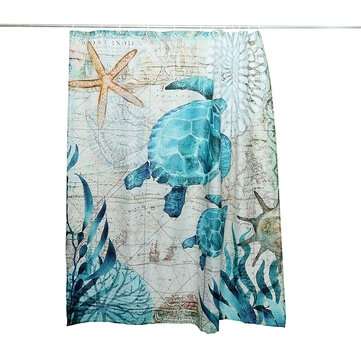 3D Bathroom Shower Curtain Polyester Waterproof Turtle Home With Hooks (SIZE: 150X180CM)