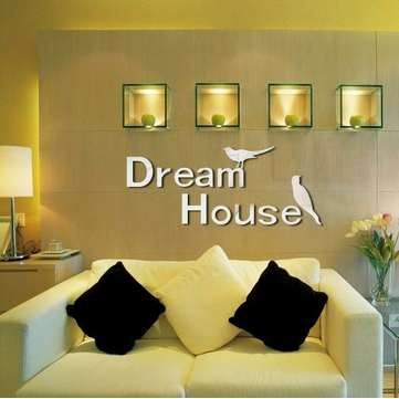 3D Dream House Multi-color DIY Shape Mirror Wall Stickers Home Wall Bedroom Offi... (COLOR.: SILVER)