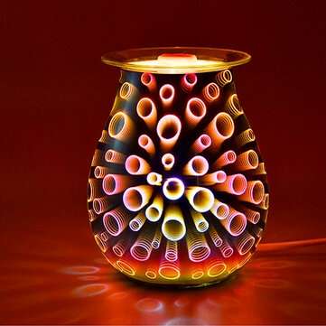 3D Glass Electric Aromatherapy Lamp Circle Pattern Home Aromatherapy Machine Creat... (PLUG: UKPLUG)