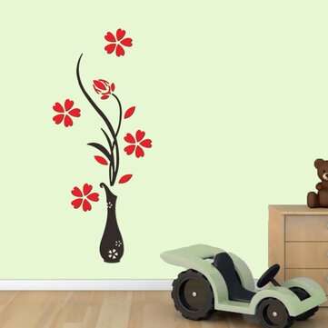 3D Flower DIY Mirror Wall Decals Stickers Beautiful Art Paper Home Room Vinyl Decorations