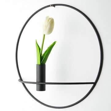 3D Geometric Wall Mounted Candle Holder Metal Tea Light Home Decor Candlestick (COLOR1: BLACK)