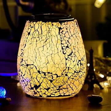 3D Glass Electric Aromatherapy Lamp Crackle Pattern Colorful Lights Home Aromather... (PLUG: UKPLUG)