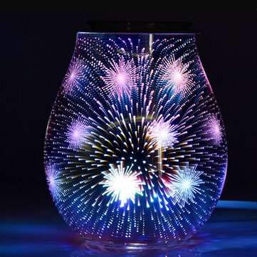 3D Glass Electric Aromatherapy Lamp Firework Pattern Colorful Lights Home Aromathe... (PLUG: UKPLUG)