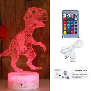 3D Illusion Lamp 16 Colors Dinosaur Toys Night Light with Timer Remote Control Smart Touch for Kid T