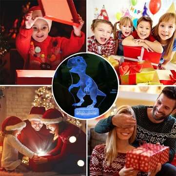 3D Illusion Lamp 16 Colors Dinosaur Toys Night Light with Timer Remote Control Smart Touch for Kid T