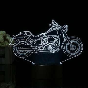 3D Illusion Motorcycle LED Desk Lamp 7 Color Change Touch Switch Night Light