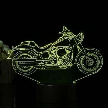 3D Illusion Motorcycle LED Desk Lamp 7 Color Change Touch Switch Night Light