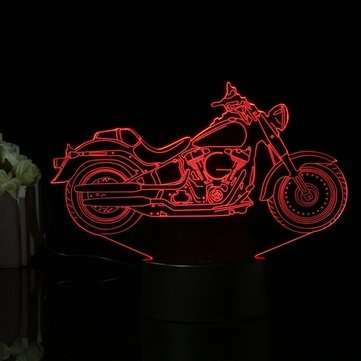 3D Illusion Motorcycle LED Desk Lamp 7 Color Change Touch Switch Night Light