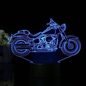 3D Illusion Motorcycle LED Desk Lamp 7 Color Change Touch Switch Night Light